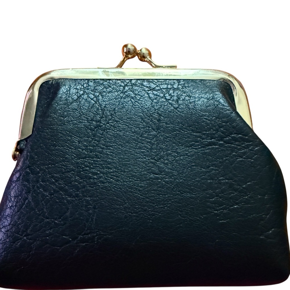 Black Faux Leather Coin Purse Bag